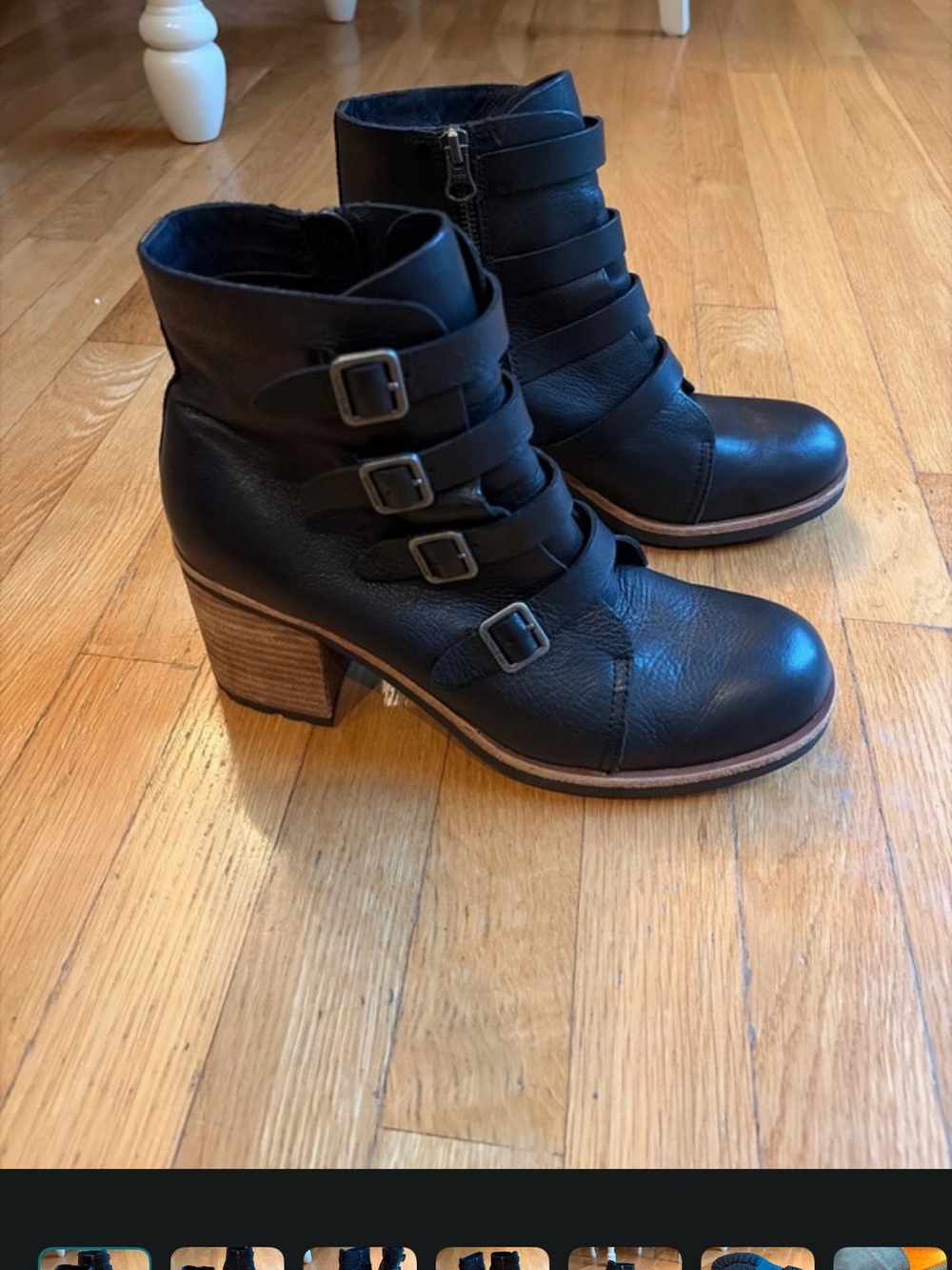 Kork-Ease Dee Black Leather Multi-Strap Buckle Ankle Boots β Size 9